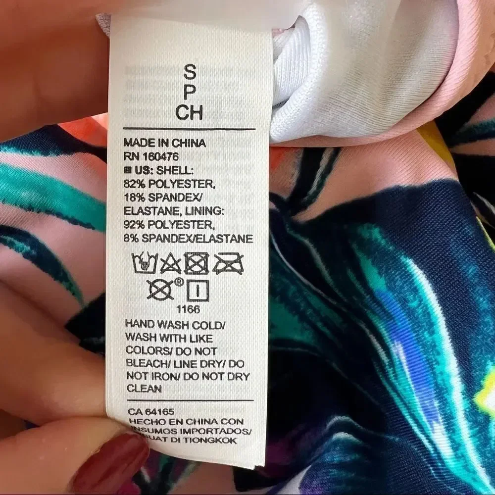 Old Navy Square Neck One Piece Tropical Floral Print Swimsuit Size Small